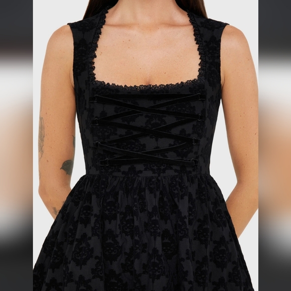 Killstar Black Velvet Mini Dress - Picture 2 of 5